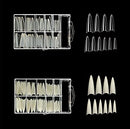 Vivace 2Pack Natural/Clear Long Stiletto 100 Acrylic False Fake Nail Tips With Plastic Case (Total 200Tips) 10Sizes For Nail Salon Nail Shop (200 Long Stiletto) Vivace