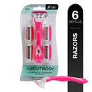 About Face Body Kai Complete 4-Blade Shaving System for Women; Minimizes Nicks & Cuts; Contains 9 Refill Cartridges & 2 Reusable Handles, 1 Count (Pack of 1) About Face