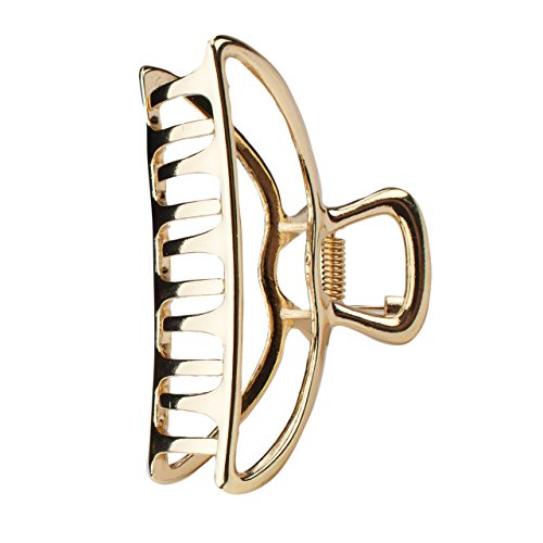 Kitsch Hair Clips, Metal Hair Claw Clips, Hair Accessories for Women, Large Hair Clip, Hair Clutch, 3 Inches Wide (Open Shape Claw Clip, Gold) Kitsch