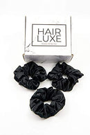 Hair Luxe Premium Mulberry Silk Scrunchies (3 Black, 3) Hair Luxe
