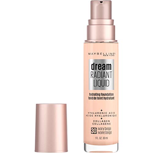 Maybelline Dream Radiant Liquid Medium Coverage Hydrating Makeup, Lightweight Liquid Foundation, Ivory Beige, 1 Fl; Oz Maybelline New York