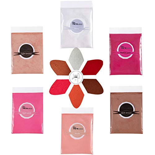 PARAMISS Lip Gloss Pigment Powder Natural Lip Dye 5 Colors x 10G and White Metallic Shimmer Pearl Glitter Pigment Powder for Lip Gloss Lipstick Eyeshadow Cosmetic Grade Lip Gloss Color Pigment PARAMISS