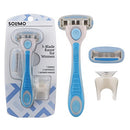 Amazon Brand - Solimo 5-Blade Razor for Women, Handle, 2 Cartridges & Shower Hanger (Cartridges fit Solimo Razor Handles only) Solimo