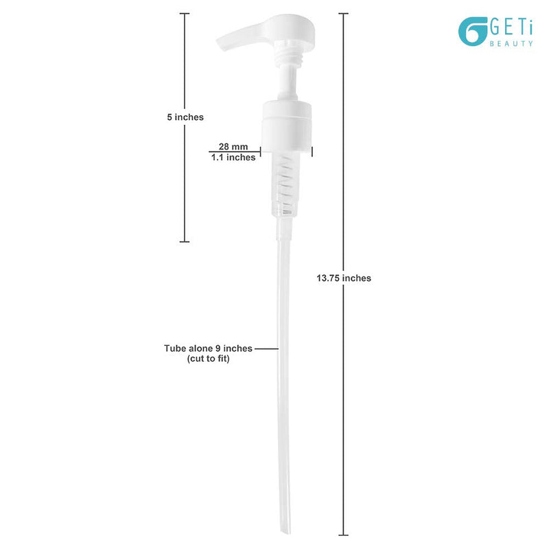 Geti Beauty SalonTop Shampoo Bottle Liquid Dispenser – 6-Pack Liter 33.8 oz Pump – Fits Common Shampoo and Conditioner Containers – Non-Slip Notch Design – 28/410 4cc Geti Beauty