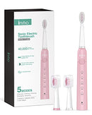 Initio Electric Toothbrush with Smart Timer, 5 Modes, 3 Dupont Bristles, 40,000 VPM Motor, Whitening Power Rechargeable Toothbrush for Adults and Kids (Pink) Initio