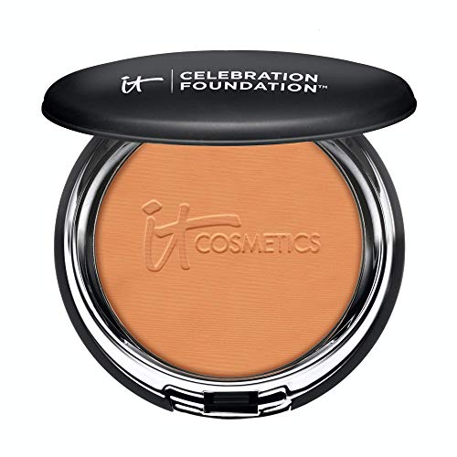 IT Cosmetics Celebration Foundation, Rich (W) - Full-Coverage, Anti-Aging Powder Foundation - Blurs Pores, Wrinkles & Imperfections - With Hydrolyzed Collagen & Hyaluronic Acid - 0.3 oz Compact It Cosmetics