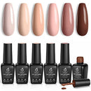 Beetles Gel Polish Kit- 6 Colors Popular Nude Gel Polish Set All Seasons Skin Tones Pink Brown Neutral Gel Nail Polish Kit, Soak Off LED Gel Nail Kit Manicure DIY Home Gift for Girls beetles Gel Polish