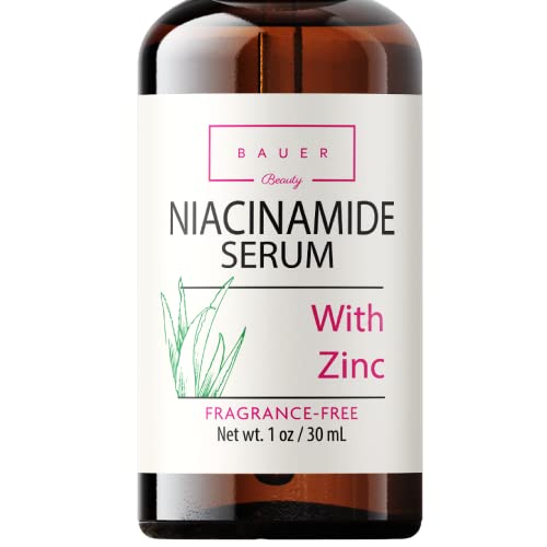 Bauer Beauty Niacinamide Serum 5% With Zinc Pore Minimizer Acne Scar & Anti Aging, Brightening Dark Spot, Reducing Oil And Repair Skin Serum-DERMATOLOGIST TESTED Bauer Beauty