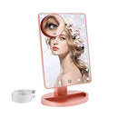 COSMIRROR Lighted Makeup Vanity Mirror with 10X Magnifying Mirror, 21 LED Lighted Mirror with Touch Sensor Dimming, 180Â°Adjustable Rotation, Dual Power Supply, Portable Cosmetic Mirror (Rose Gold) COSMIRROR