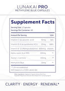 Lunakai PRO USA Made Methylene Blue Capsules Pharmaceutical Grade with Vitamin C, B6, B12 – 3rd-Party Tested Daily Brain & Focus Support Supplement for Humans, 60ct Infinity Warehouse