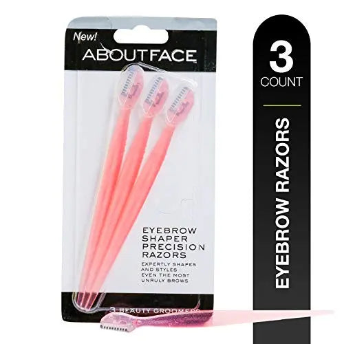 About Face Fuzz-Free Compact Facial Razors for Shaving & Exfoliating - Includes 3 Beauty Groomers - For Face, Lips & Eyebrows About Face