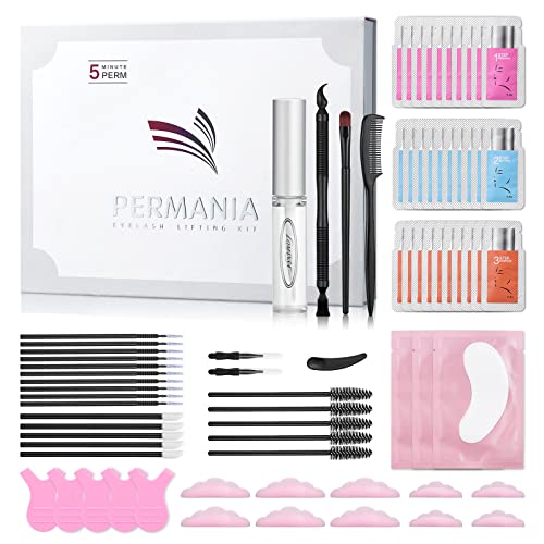 PERMANIA lash Lift Sachet Kit,Eyelash Perm Kit, Fast Lash Lifting 5 Minutes DIY At Home With Strong Glue Disposable Sachet Professional Lash Perming Kit Last 8 Weeks PERMANIA
