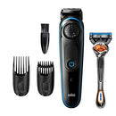 Braun Beard Trimmer BT3240, Hair Clippers for Men, Cordless & Rechargeable with Gillette ProGlide Razor, Blue Braun