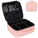 Relavel Travel Makeup Train Case Makeup Cosmetic Case Organizer Portable Artist Storage Bag with Adjustable Dividers for Cosmetics Makeup Brushes Toiletry Jewelry Digital Accessories (Pink) Relavel