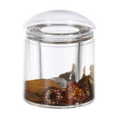 Locco Decor Acrylic Liquid 3D Floating Motion Round Qtip Cotton Ball Swab Holder Dispenser with Lid Wood Locco Decor