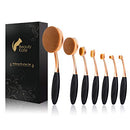 Multi-function Oval Makeup Brushes 7pcs Fashionable Super Soft Toothbrush Makeup Brush Set Face Powder Concealer Foundation Brush (Rose Gold Black) Beauty Kate