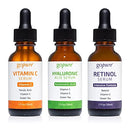 goPure Vitamin C Serum Bundle with Hyaluronic Acid Serum and Retinol Face Serum Bundle - Facial Serum Trio goPure