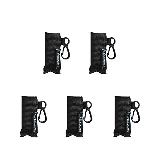 Beautyflier Pack of 5 Clip-on Sleeve Chapstick Pouch Keychain Lipstick Holder Elastic Lip Balm Holder Travel Accessories (Black) Beautyflier