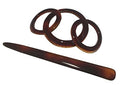 Parcelona French Triple Ringed Tortoise Brown Shell Celluloid Made in France Hair Slider Pin Thru Ponytail Holder Cover with Stick Parcelona