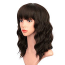 ENTRANCED STYLES Short Dark Brown Wigs for Women Wavy Bob Wig with Bangs Women's Shoulder Length Synthetic Curly Pastel Bob Wig for Girl Colorful Cosplay Wigs ENTRANCED STYLES