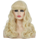 Morvally 50s Vintage Medium Length Blonde Wigs with Bangs | Natural Wavy Synthetic Hair Wig for Women Cosplay Halloween morvally