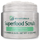 M3 Naturals Superfood Body Scrub with Collagen Stem Cell Exfoliating Face Scrub Body Exfoliator Fight Cellulite Fine-Lines Stretch Marks Spider Veins for Men Women Cucumber Aloe 12 oz M3 Naturals
