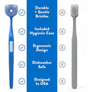 Soft Bristle Tongue Brush for Adults for Bad Breath, Halitosis & Oral Hygiene - Tongue Scraper Brush with Ergonomic Handle & Protective Cap for Easy Storage & Travel - 2 Pack Infinity Warehouse