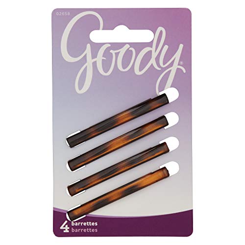 Goody Hair Barrettes Clips - 4 Count, Mock Tort - Slideproof and Lock-In Place - Suitable for All Hair Types - Pain-Free Hair Accessories for Men, Women, Boys, and Girls - All Day Comfort GOODY