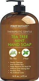 Tea Tree Mint Hand Soap - Liquid Hand Soap with Peppermint, Jojoba & Coconut Oil Multipurpose Liquid Soap with Pump Dispenser Natural Bathroom Soap & Liquid hand wash - HUGE 16 oz First Botany