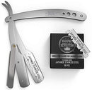 Straight Edge Barber Razor for Close Shaving - Professional Straight Blade Razor for Men with 100 Single Edge Blades- Mens Straight Razor Kit SHAVING REVOLUTION