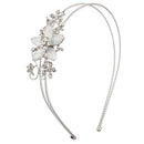 LUX ACCESSORIES Silvertone Glitter Flower Crystal Rhinestone Coil Headband LUX ACCESSORIES