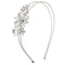 LUX ACCESSORIES Silvertone Glitter Flower Crystal Rhinestone Coil Headband LUX ACCESSORIES