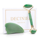 Deciniee Jade Roller for Face - 100% Real Natural Jade Face Roller and Gua Sha Massage Skin Care Tool - Anti Aging Jade Face Massager Facial Roller for Eye, Neck and Body Deciniee
