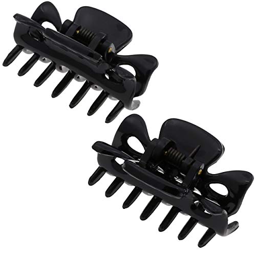 Camila Paris CP3027 French Hair Clip for Women, 1.5 inch Set of 2 Black Girls Hair Claw Clips Jaw Fashion Durable Styling Hair Accessories for Women, Strong Hold No Slip Grip, Made in France Camila