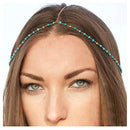 Asooll Turquoise Head Chain Gold Beads Headpiece Forehead Fashion Head Accessorise for Women and Girls Asooll
