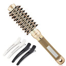 Round Brush for Blow Drying, Hair Brush With Boar Bristle, Nano Thermal Ceramic Barrel Ionic Tech Hair Brush, for Styling,Curling and Straightening (2.4 Inch, Barrel 1 Inch) Shineming