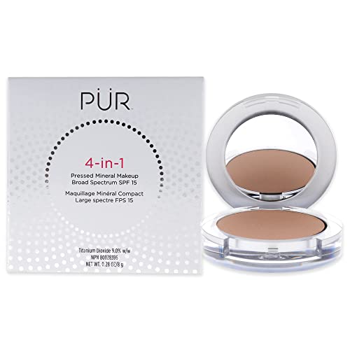 PÜR 4-in-1 Pressed Mineral Makeup SPF 15 Powder Foundation with Concealer & Finishing Powder - Medium to Full Coverage Foundation Makeup - Cruelty-Free & Vegan Friendly PÜR MINERALS