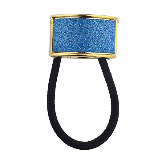 LUX ACCESSORIES Goldtone Blue Glitters Ponytail Holden Stretch Elastics Black Hair Ties LUX ACCESSORIES
