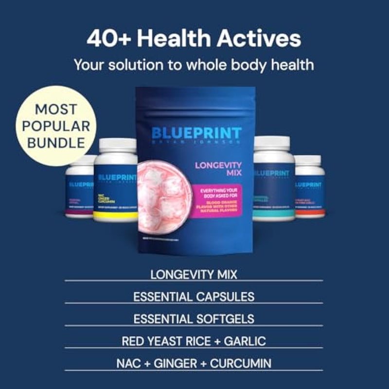 Blueprint Bryan Johnson Essential Capsules - Daily Multivitamin/Multimineral for Women and Men - Antioxidant Supplement with Calcium, Vitamin B1, Vitamin D, and Zinc - Vegan and Non GMO (30 Servings) Infinity Warehouse