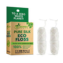 Biodegradable Mint Dental Tooth Lace Floss - 2X Refillable Flossers - 100% Organic Natural and Compostable Teeth Silk Spool - Waxed with Candelilla Wax & Eco-Friendly Zero Waste Packaging BAMBOEARTH