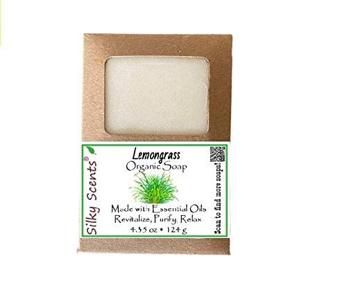 Silky Scents Lemongrass Soap Bars - 100% All Natural and Organic Infused with Essential Oil - 3 Soap Bars Silky Scents