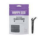 Natural Dental Floss Picks (200 Ct) - Vegan, Sustainable, Eco-Friendly Flossers for Adults with Tooth Pick Flossers - Plaque Remover for Teeth Cleaning - Zero Waste Oral Care Dental Pick Kids Floss HAPPY ECO