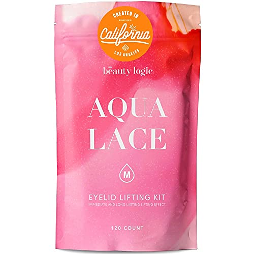 Beauty Logic Aqua Lace Eyelid Lifting Kit, 120 Invisible Lifter Tape Strips, Instant Natural Self Adhesive Upper Eye Lid Lift Double Stickers for Hooded Droopy Puffy Uneven Eyes beauty logic