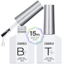 AILLSA Base and Top Coat Gel Nail Polish Top and Base Coat Nail Polish Soak Off Long Lasting Clear Base Gel High Gloss Shine No Wipe Top Coat for DIY Nail Art at Home 0.51 Fl Oz Infinity Warehouse