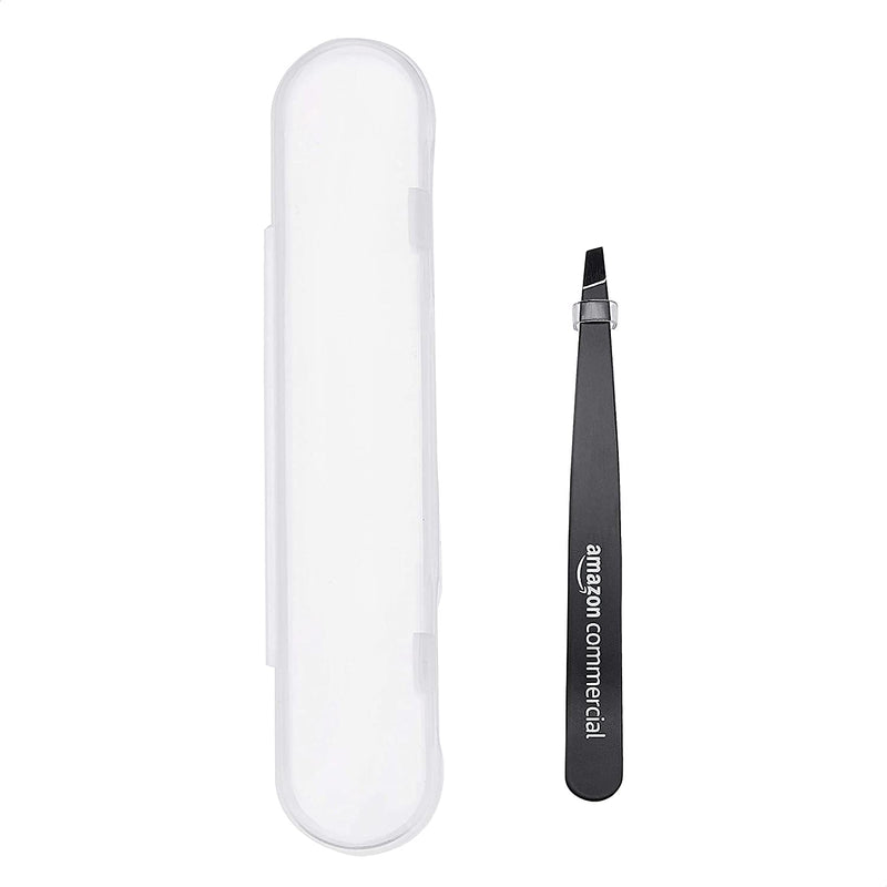 AmazonCommercial Professional Stainless Steel Slant Tip Tweezer, Eyebrow Tweezers for Your Daily Beauty Routine AmazonCommercial