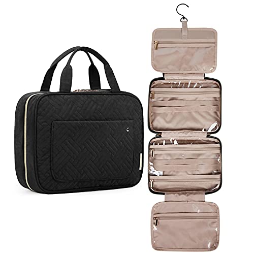 BAGSMART Large Toiletry Bag Travel Bag with Hanging Hook, Water-resistant Makeup Cosmetic Bag Travel Organizer for Accessories, Shampoo, Full Sized Container, Toiletries BAGSMART