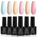 Beetles Gel Nail Polish Set, Marshmallow Collection Spring Summer Pastel Nude Pink Blue 6 Colors Soak Off Gel Polish Kit Gift for Women beetles Gel Polish