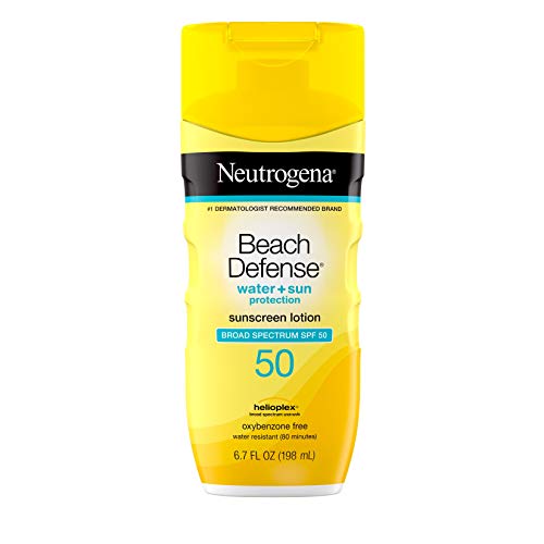 Neutrogena Beach Defense Water-Resistant Sunscreen Lotion with Broad Spectrum SPF 30, Oil-Free and PABA-Free Oxybenzone-Free Sunscreen Lotion, UVA/UVB Sun Protection, SPF 50, 6.7 fl. oz Neutrogena