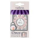 Nailene So Natural Short Artificial Fake Nails, Pink French Fuzzy with 28 Nails (12 Sizes) & Nail Glue Included, Designed for Comfort & Natural Look, 31 Count Nailene