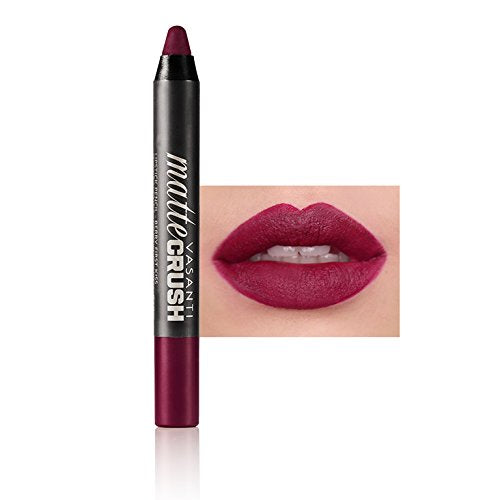 VASANTI Matte Crush Lipstick Pencil (Berry First Kiss - Rich Plum Berry) - High Pigmented Waterproof Soft Matte Lip Liner Makeup Cosmetics Vasanti Cosmetics